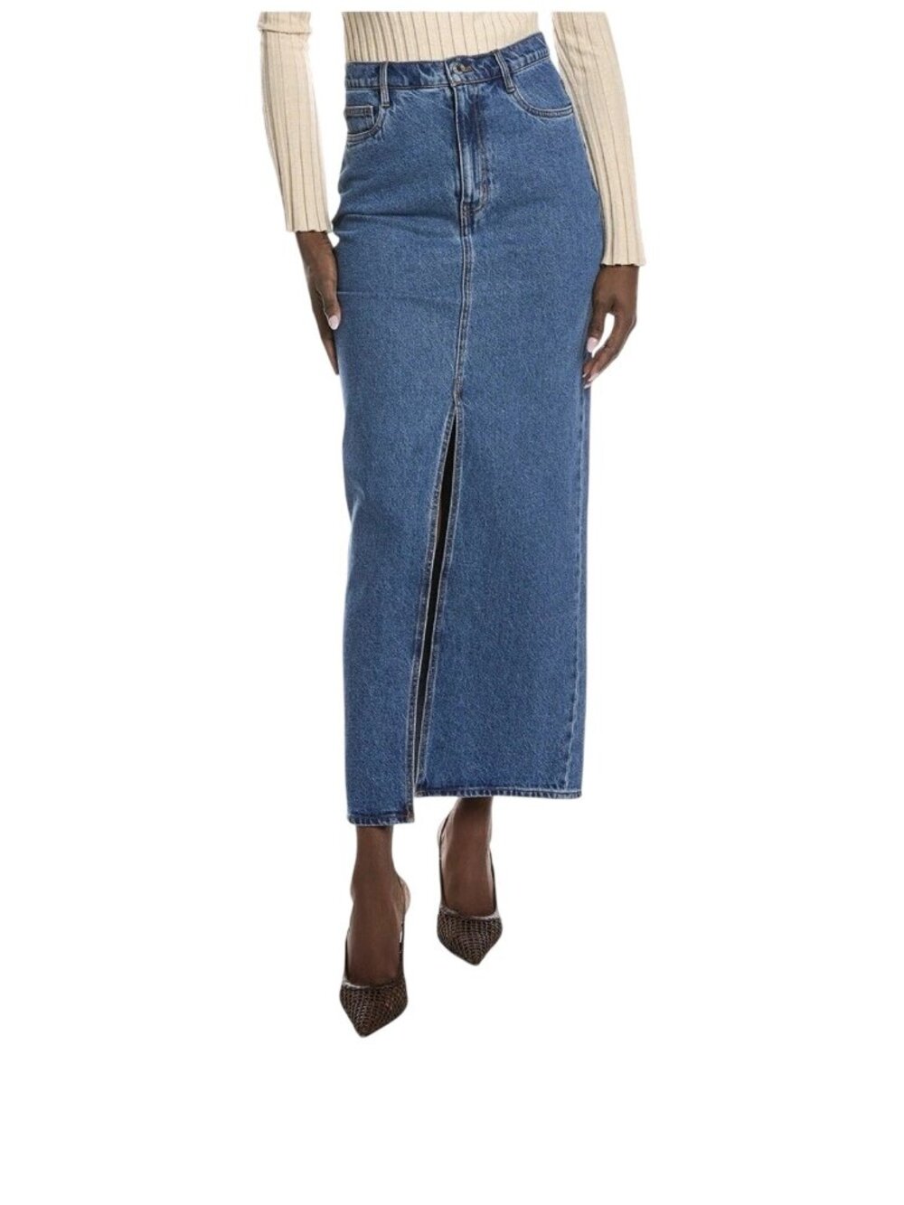 NWT Derek Lam 10 Crosby Lu High Rise Maxi Skirt Pacific Size 27